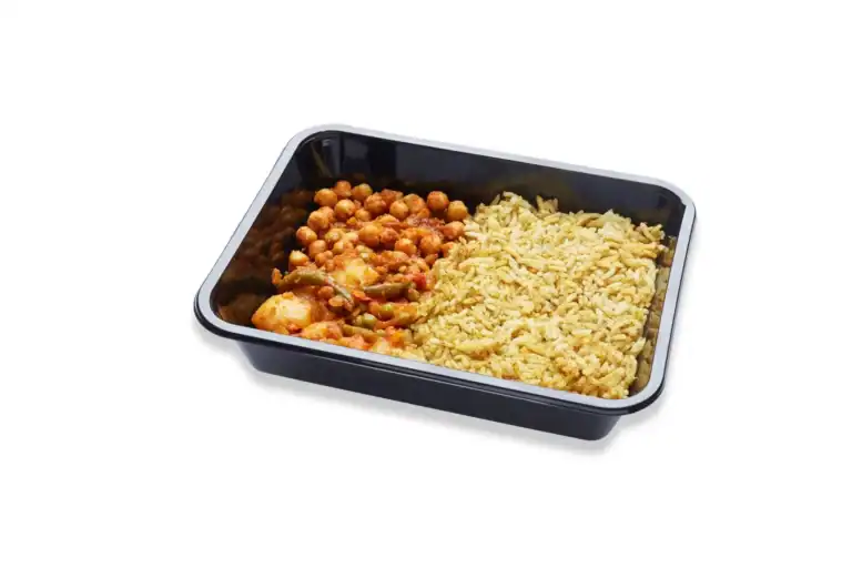 Indiase Rijst, Kikkererwten In Curry, Mix Groenten