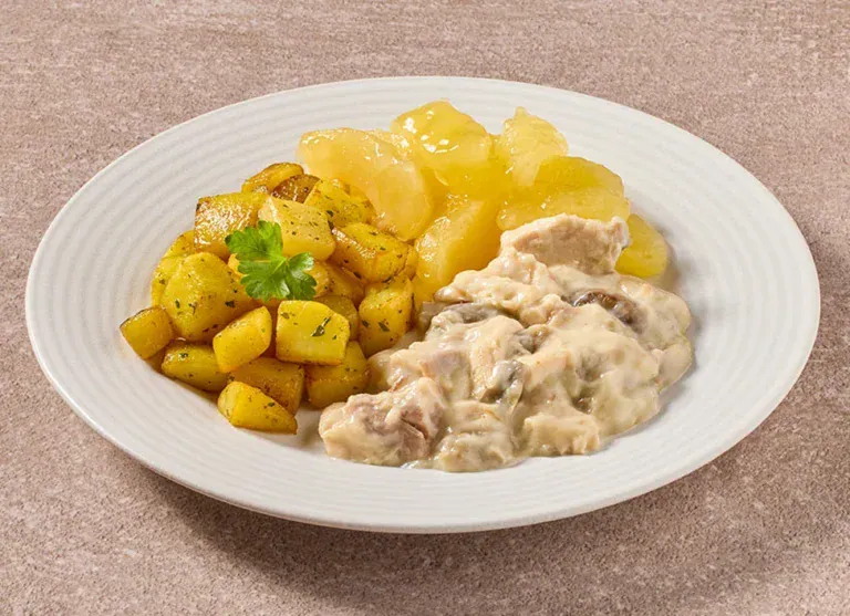 Kipstoofpotje Appelcompote Gekr Aardappelblokjes